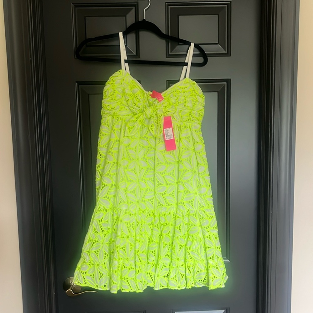 NWT $218 Lily Pulitzer  Briana Dress Size 0, Pepino Green Mambo Eyelet